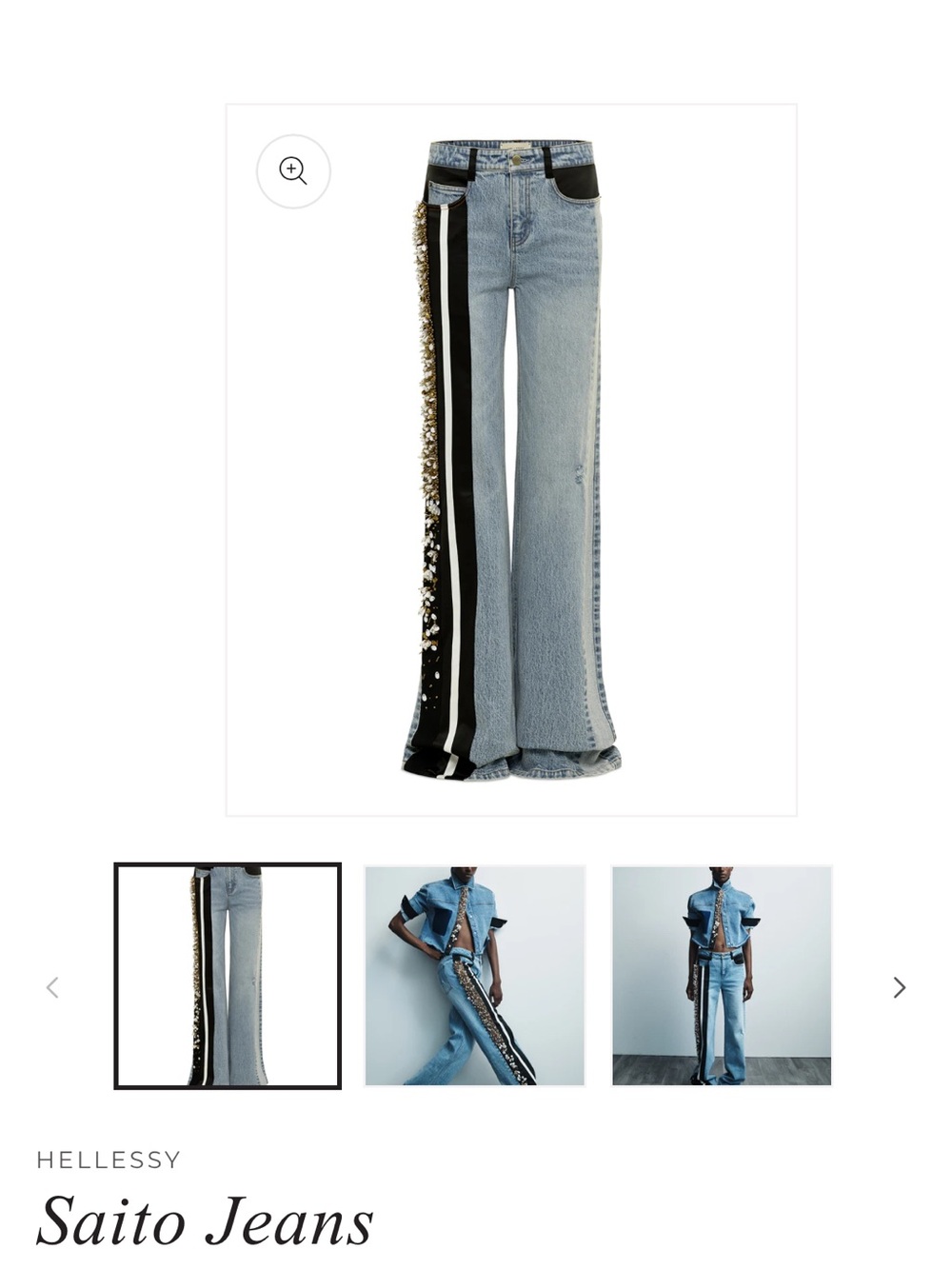 Hellesy Saito Flared Jeans in Light Blue with Black Side Stripe